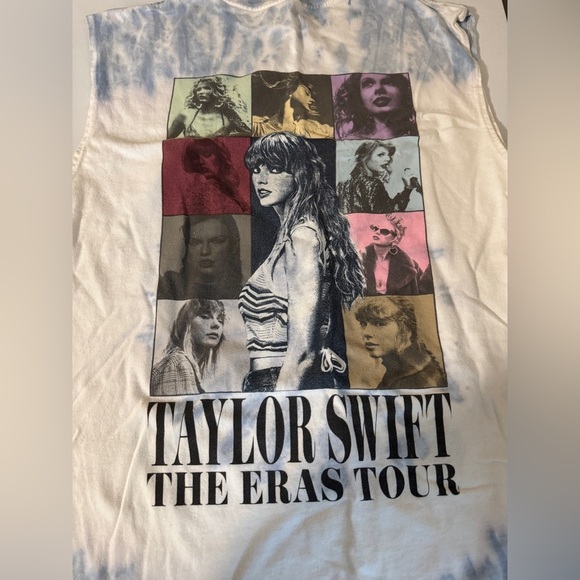 ERAS TOUR TAYLOR SWIFT official merch tie dye tank top grid size XS blue/white - Picture 2 of 6